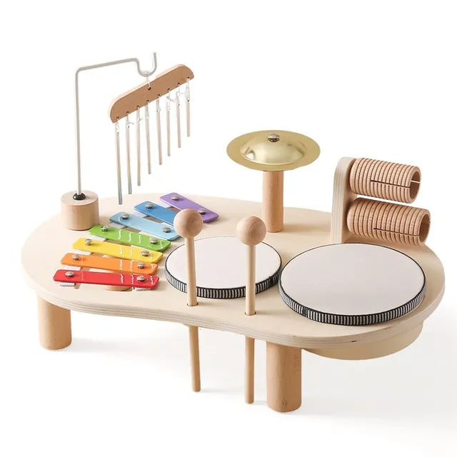 Kids Wooden Musical Toy Set with Xylophone & Drums
