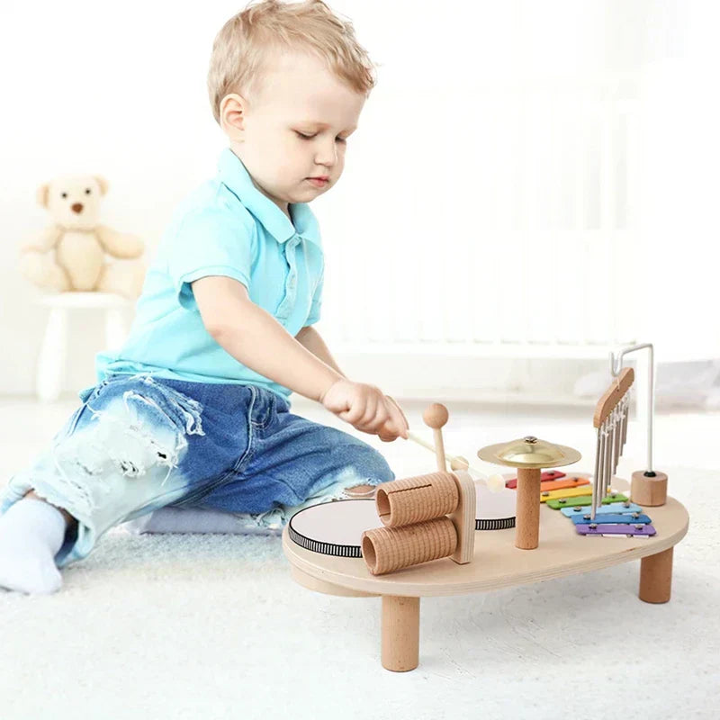Kids Wooden Musical Toy Set with Xylophone & Drums