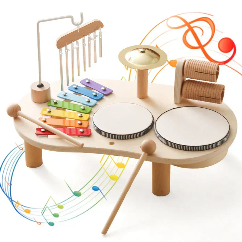 Kids Wooden Musical Toy Set with Xylophone & Drums