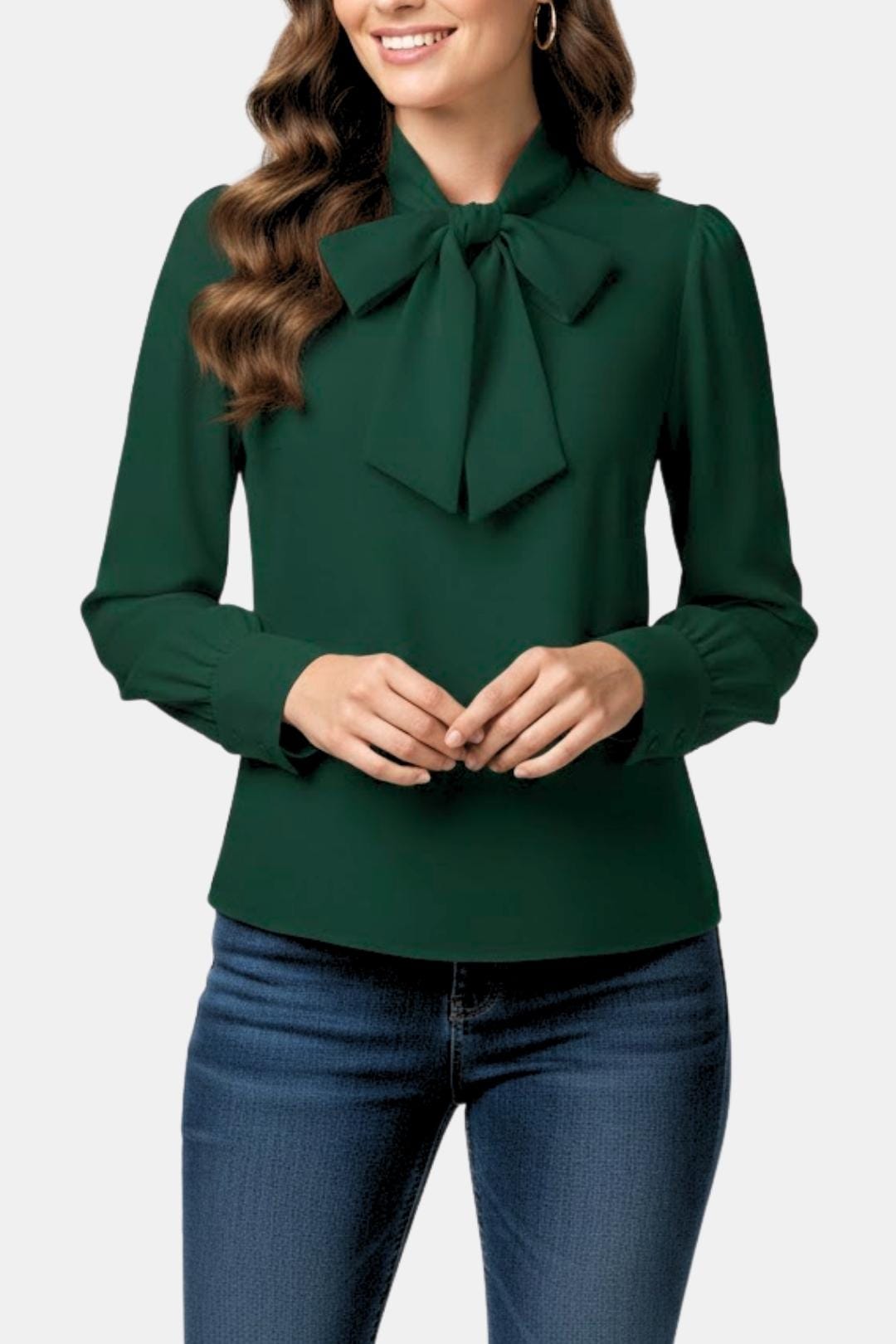 Image of Kim | Women's Long Sleeve Tie Neck Blouse