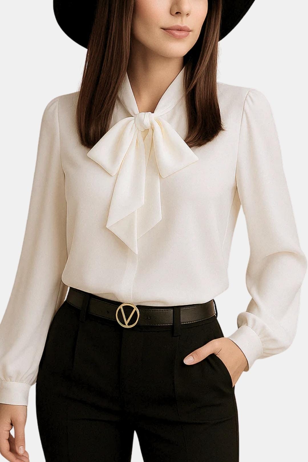 Image of Kim | Women's Long Sleeve Tie Neck Blouse