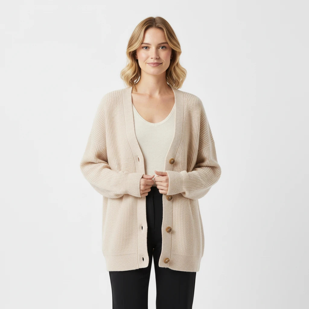 Oversized Ribbed Knit Cardigan for Women