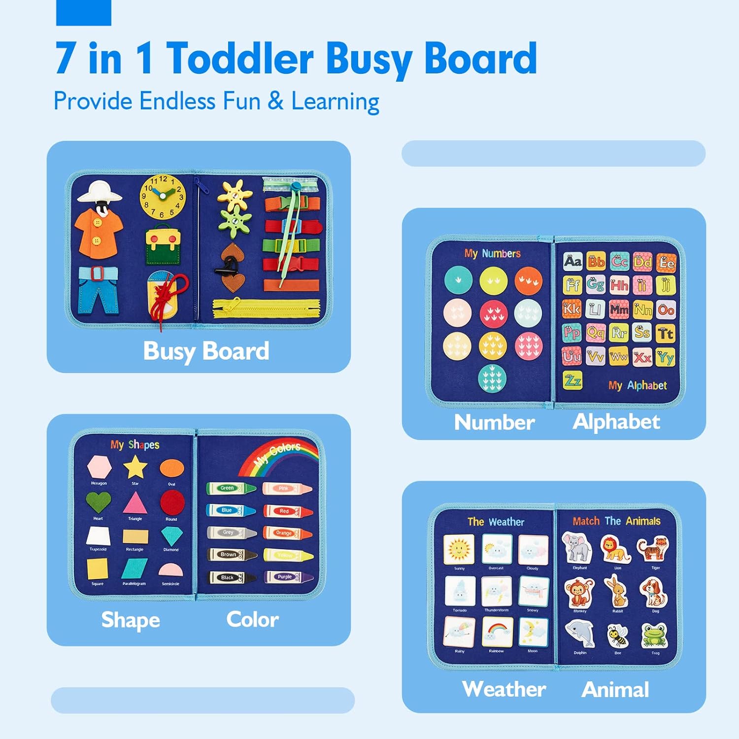 Kletshuts™ BusyBoard: Sensory Fine Motor Skills Montessori Educational Activity Board