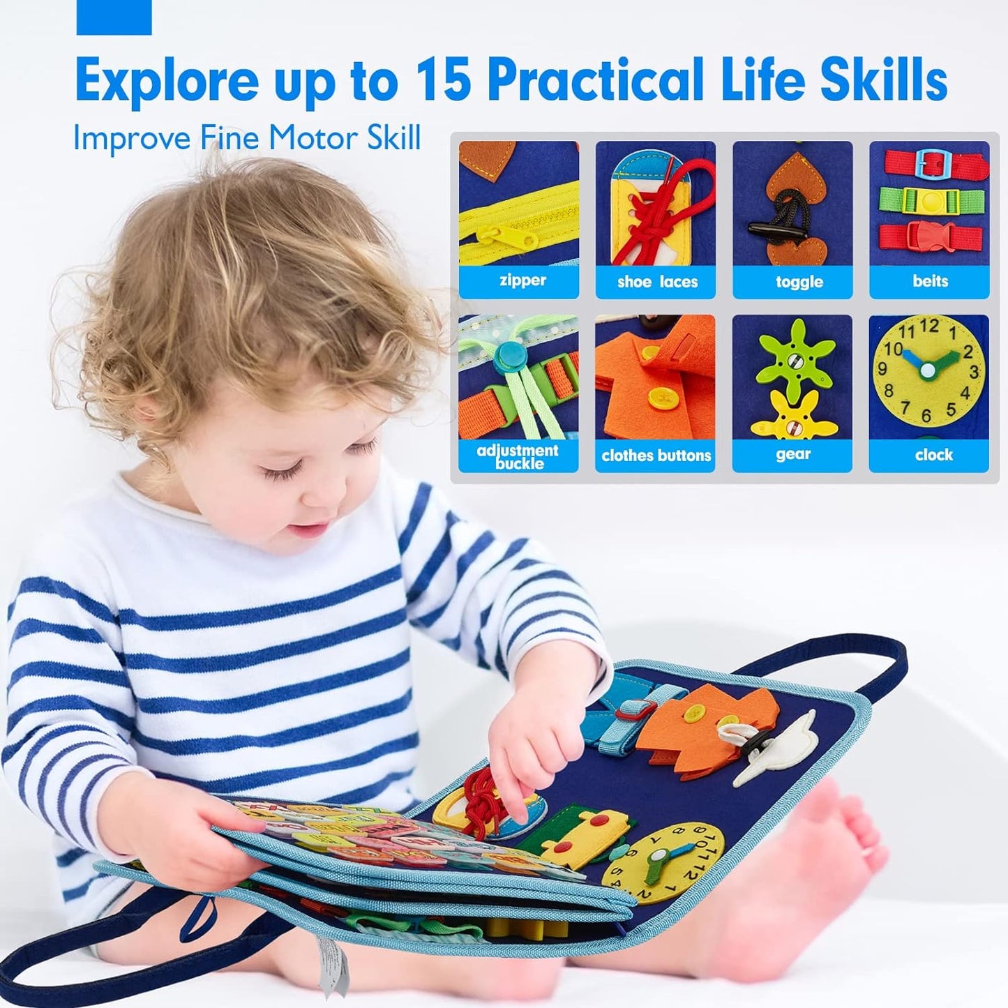 Kletshuts™ BusyBoard: Sensory Fine Motor Skills Montessori Educational Activity Board