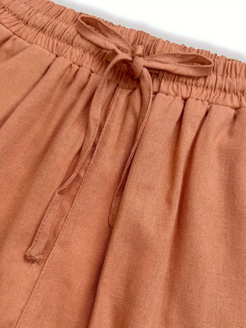 Image of Kristin | Women's High-Waisted Drawstring Wide Leg Pants