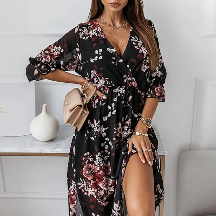 Image of Kylie | Women's V-Neck Wrap Midi Dress