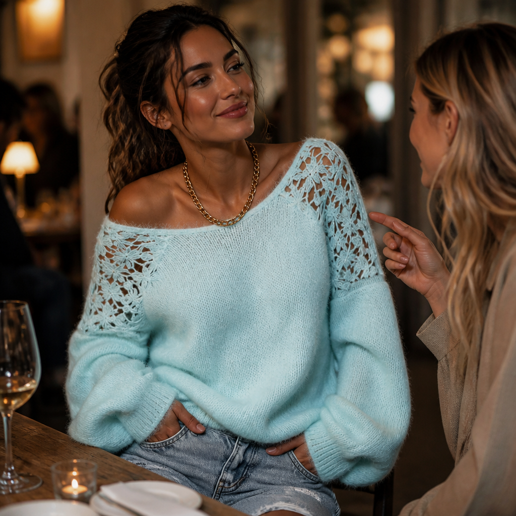 Lace-Knit Sweater
