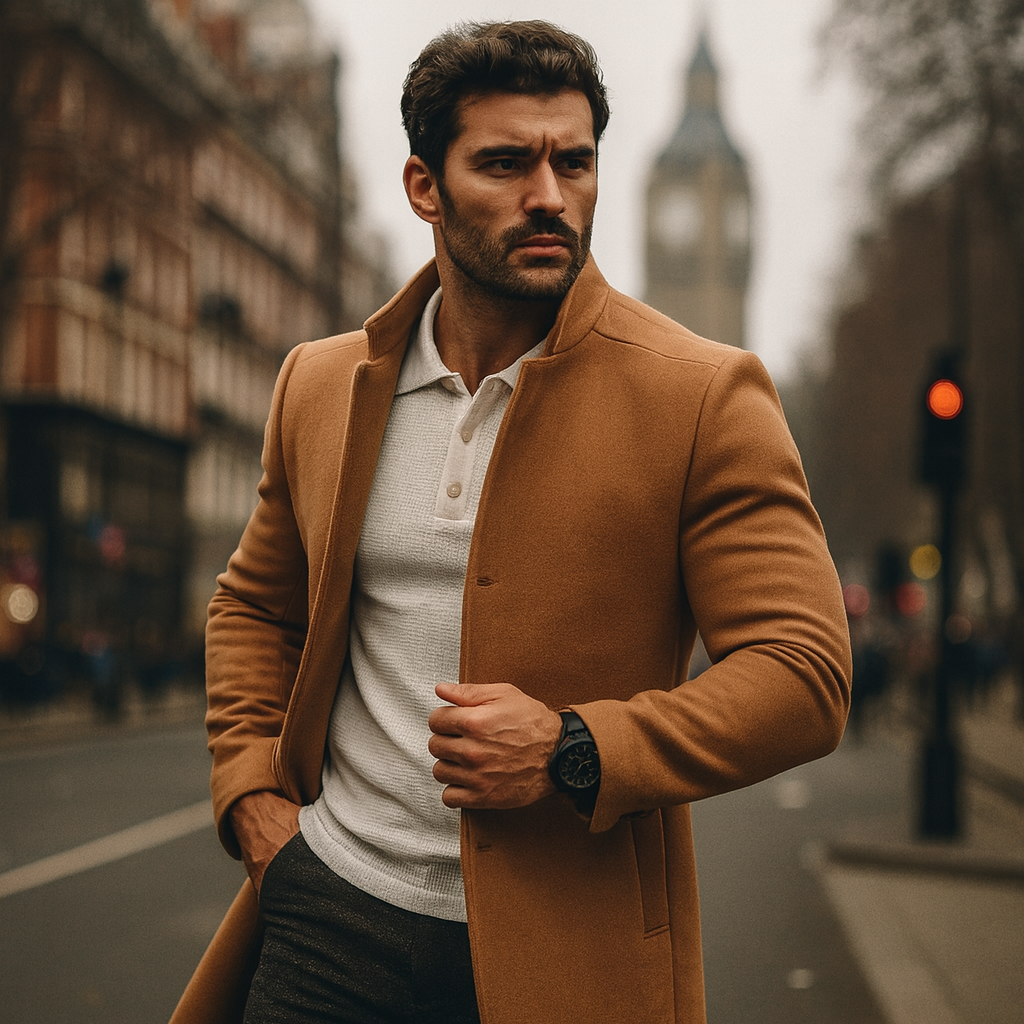 Image of Lance | Men's Notch Collar Mid-Length Coat