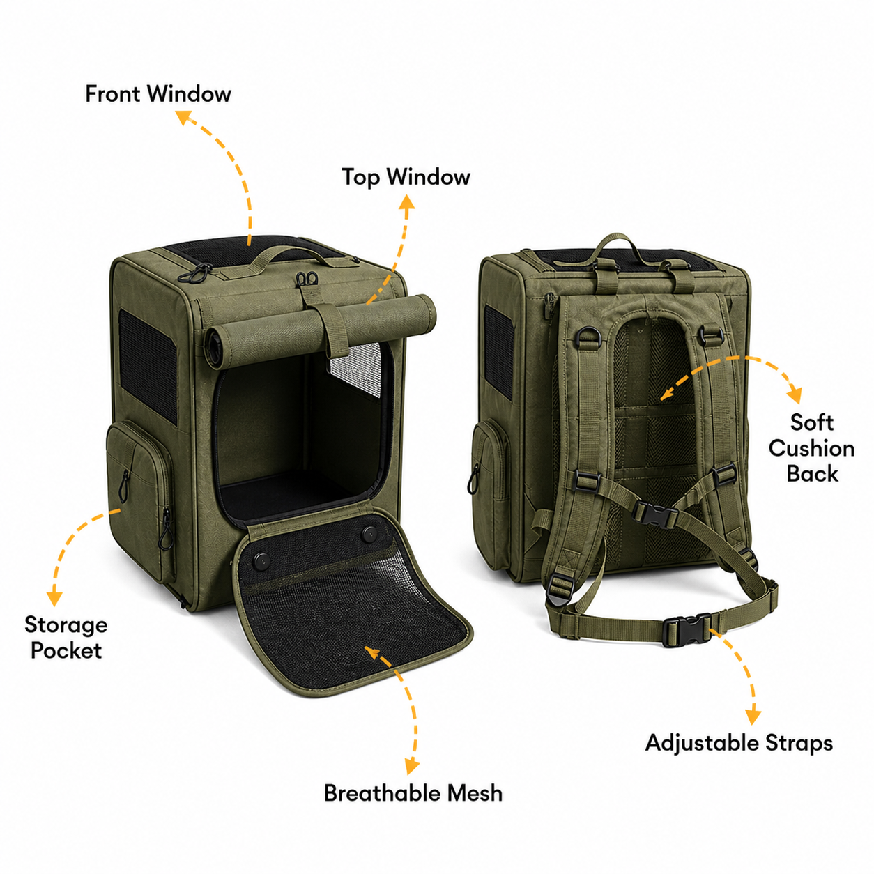 Large Waterproof Pet Travel Backpack - Breathable Mesh