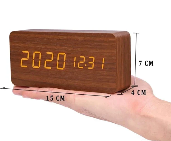 LED Wooden Clock - Voice-Controlled and Stylish for Any Room