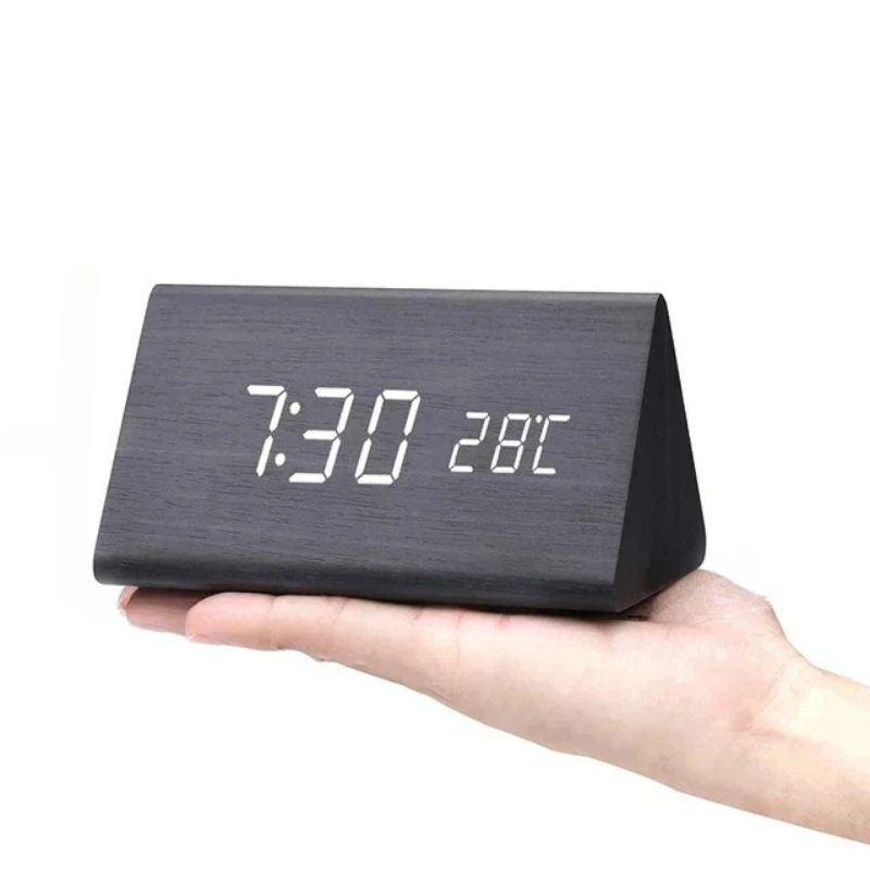 LED Wooden Clock - Voice-Controlled and Stylish for Any Room