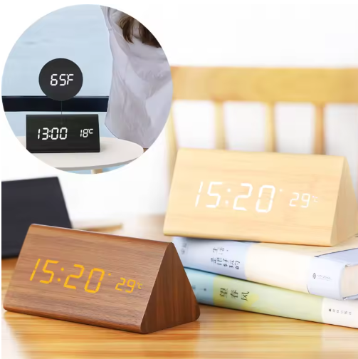 LED Wooden Clock - Voice-Controlled and Stylish for Any Room