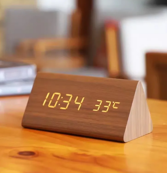 LED Wooden Clock - Voice-Controlled and Stylish for Any Room