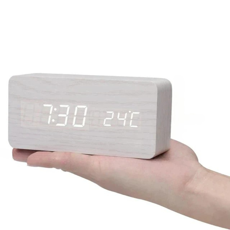 LED Wooden Clock - Voice-Controlled and Stylish for Any Room