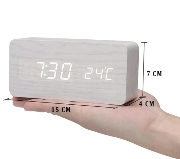 LED Wooden Clock - Voice-Controlled and Stylish for Any Room