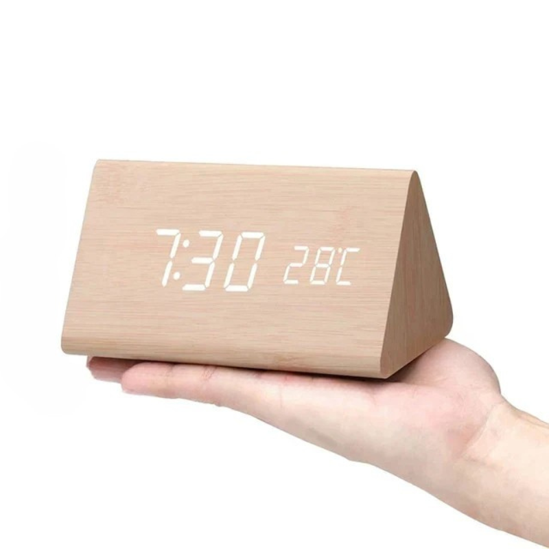 LED Wooden Clock - Voice-Controlled and Stylish for Any Room