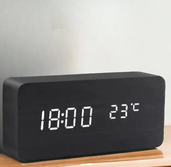 LED Wooden Clock - Voice-Controlled and Stylish for Any Room