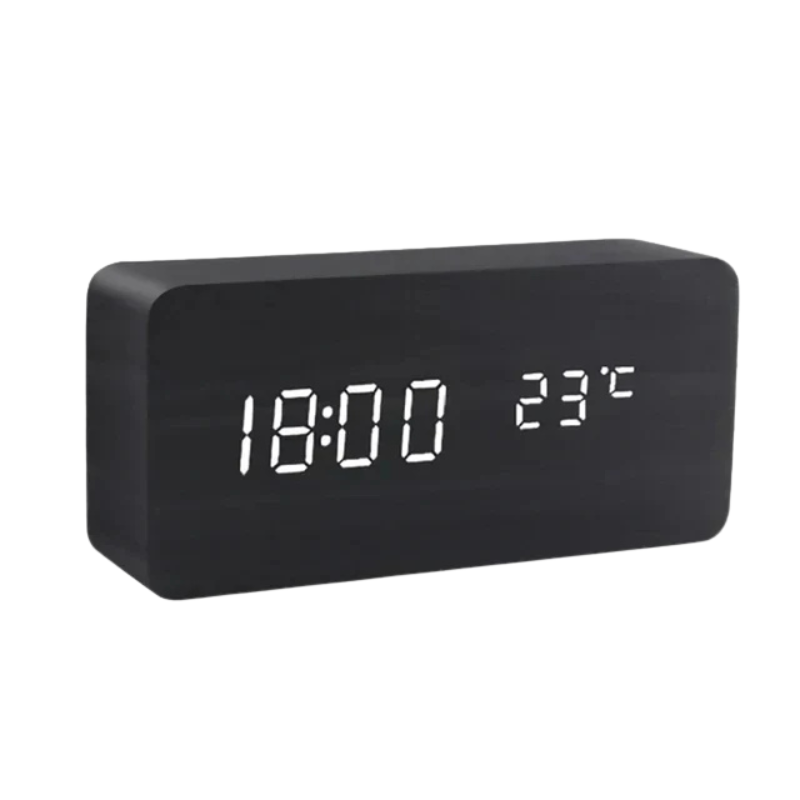 LED Wooden Clock - Voice-Controlled and Stylish for Any Room