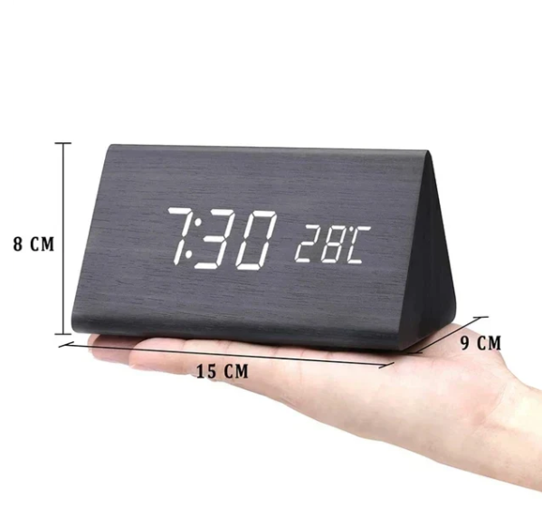 LED Wooden Clock - Voice-Controlled and Stylish for Any Room