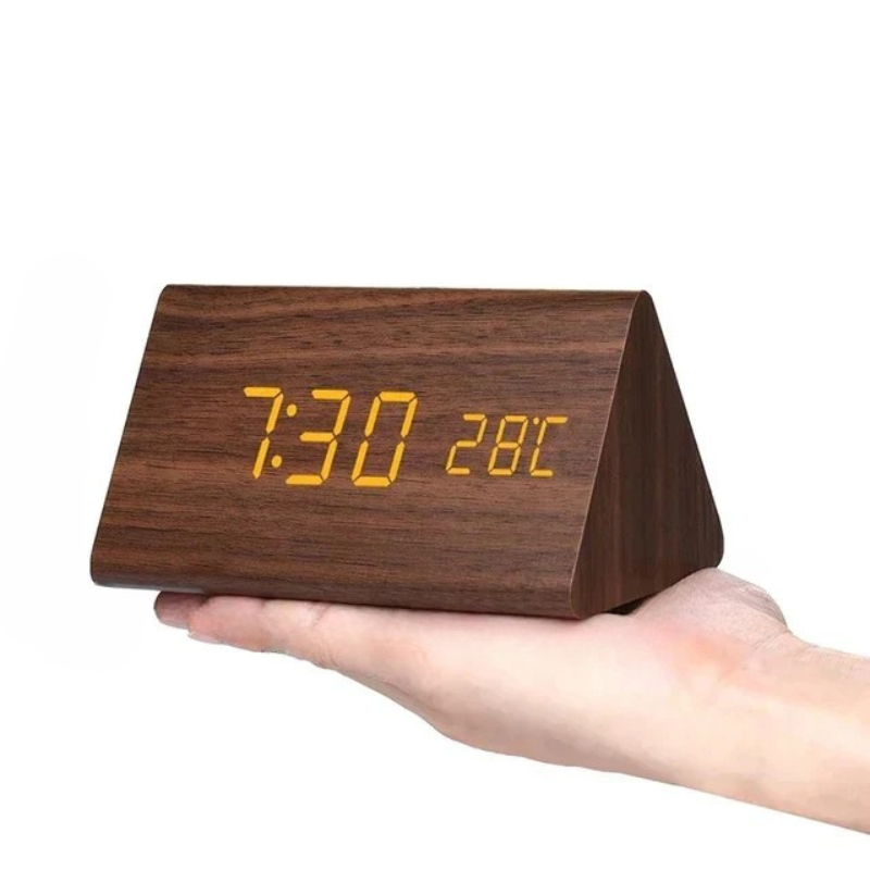 LED Wooden Clock - Voice-Controlled and Stylish for Any Room
