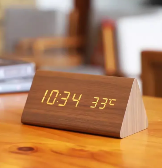 LED Wooden Clock - Voice-Controlled and Stylish for Any Room