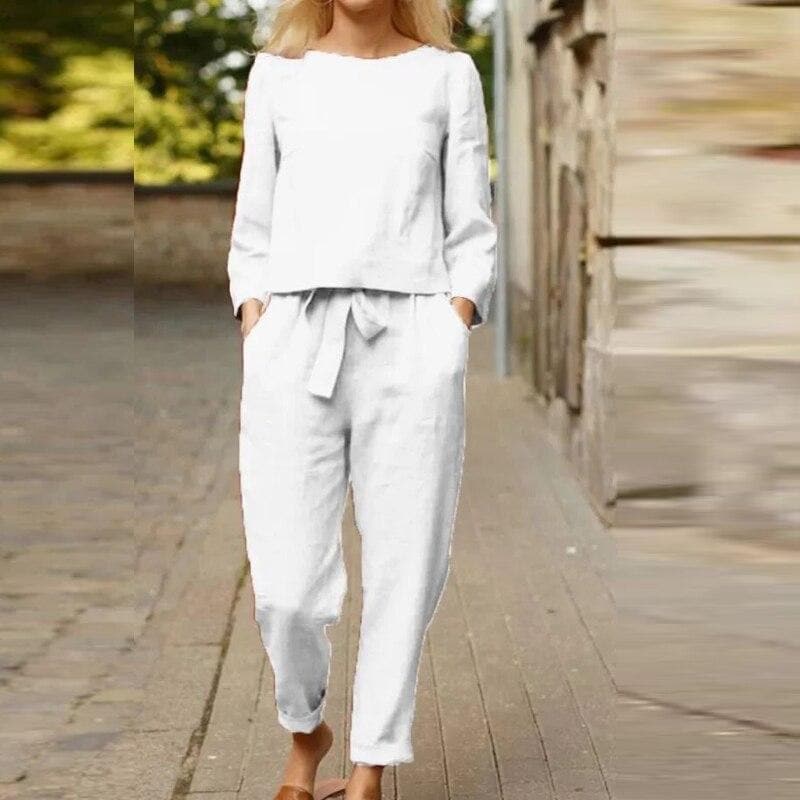 Image of Leila | Women's Long Sleeve Relaxed Fit Two-Piece Pant Set