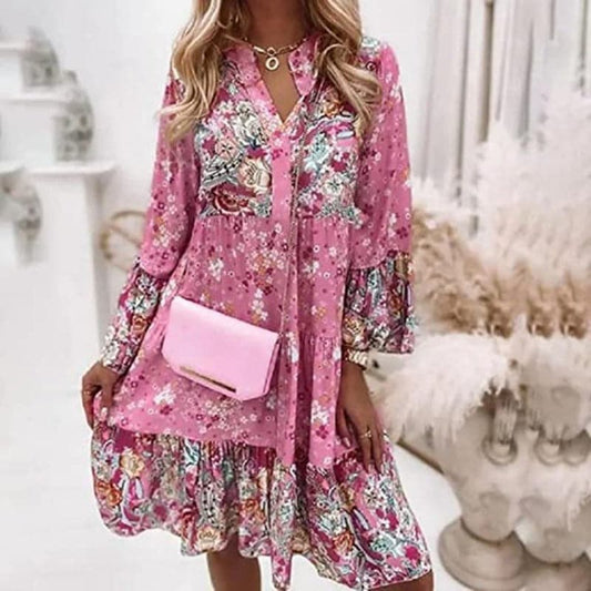 Image of Lexi | Women's V-Neck Floral Tiered Mini Dress