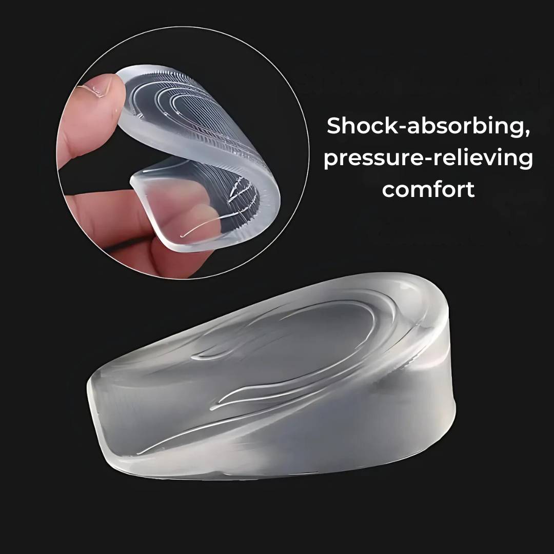 LiftComfort Silicone Gel Heel Lifting Inserts | Height Increase - Pain Relief for Plantar Fasciitis - Shock Absorption - Better Posture FleekFit