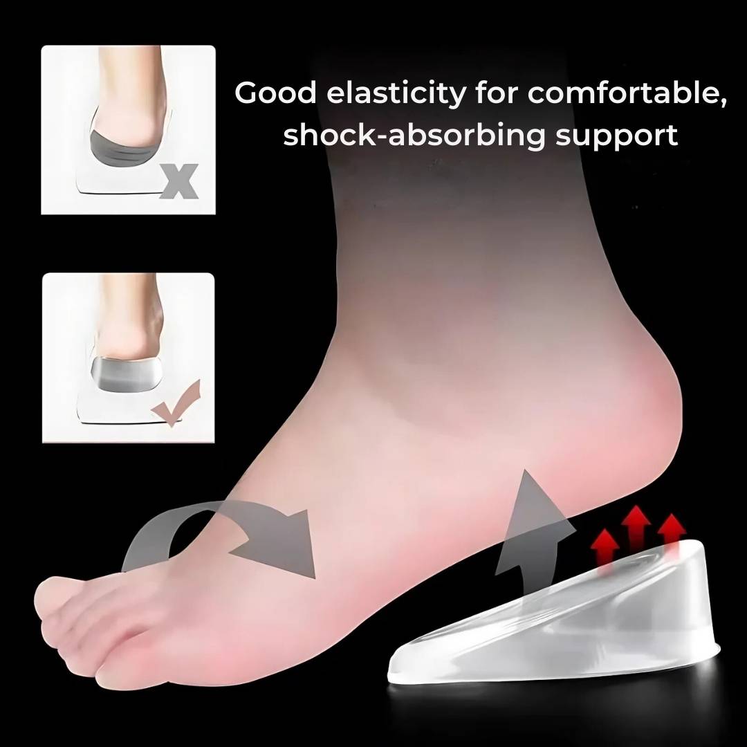LiftComfort Silicone Gel Heel Lifting Inserts | Height Increase - Pain Relief for Plantar Fasciitis - Shock Absorption - Better Posture FleekFit