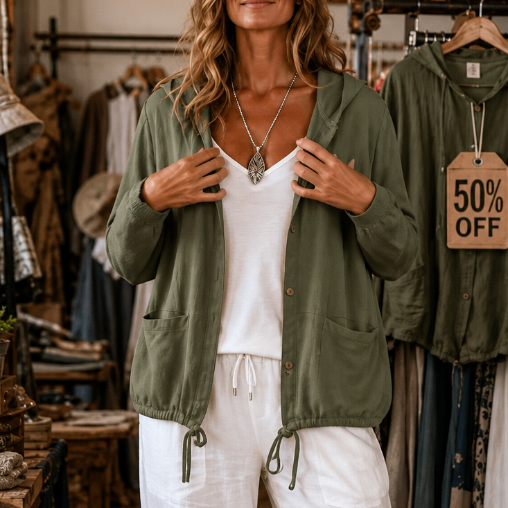 Lightweight Drawstring Hooded Jacket