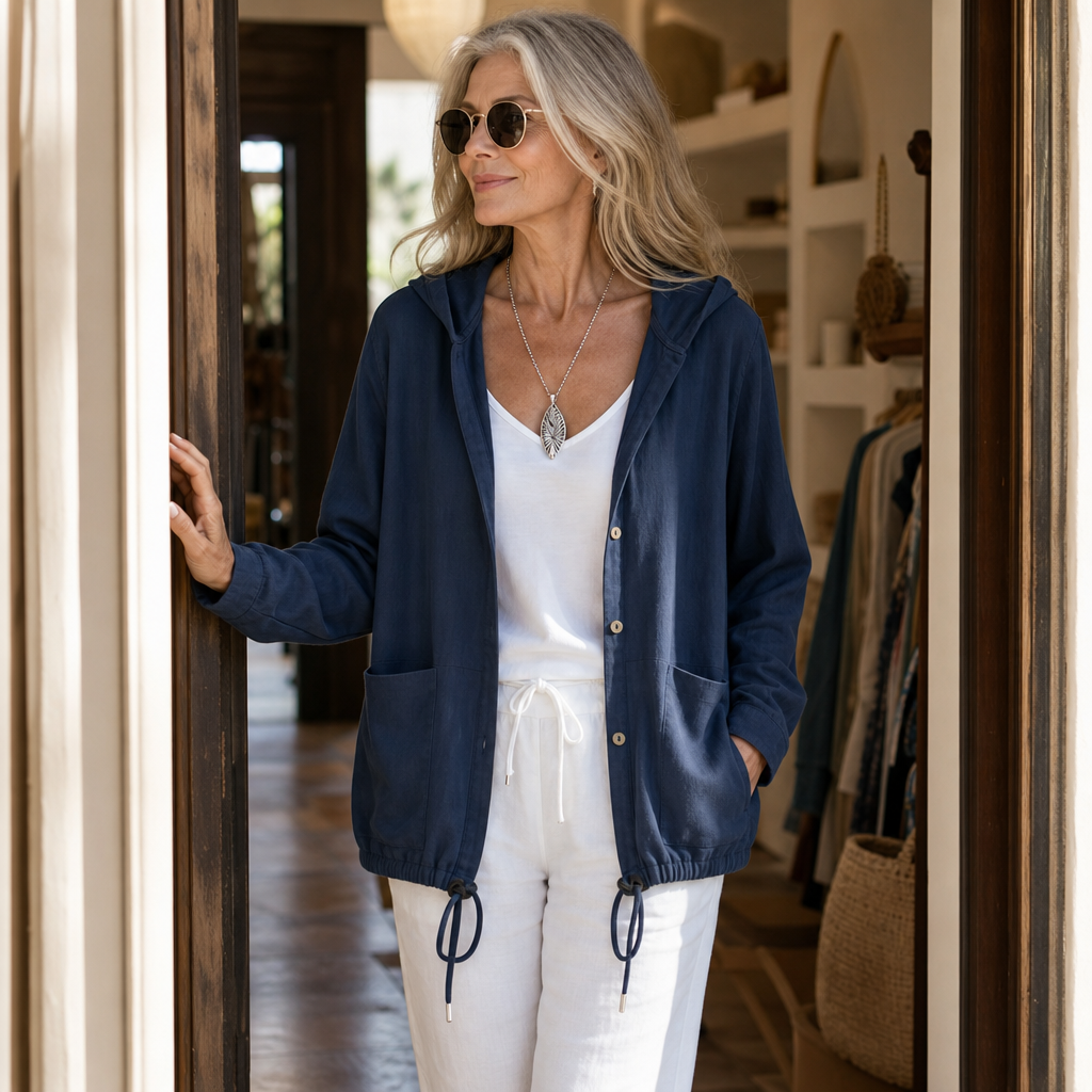 Lightweight Drawstring Hooded Jacket