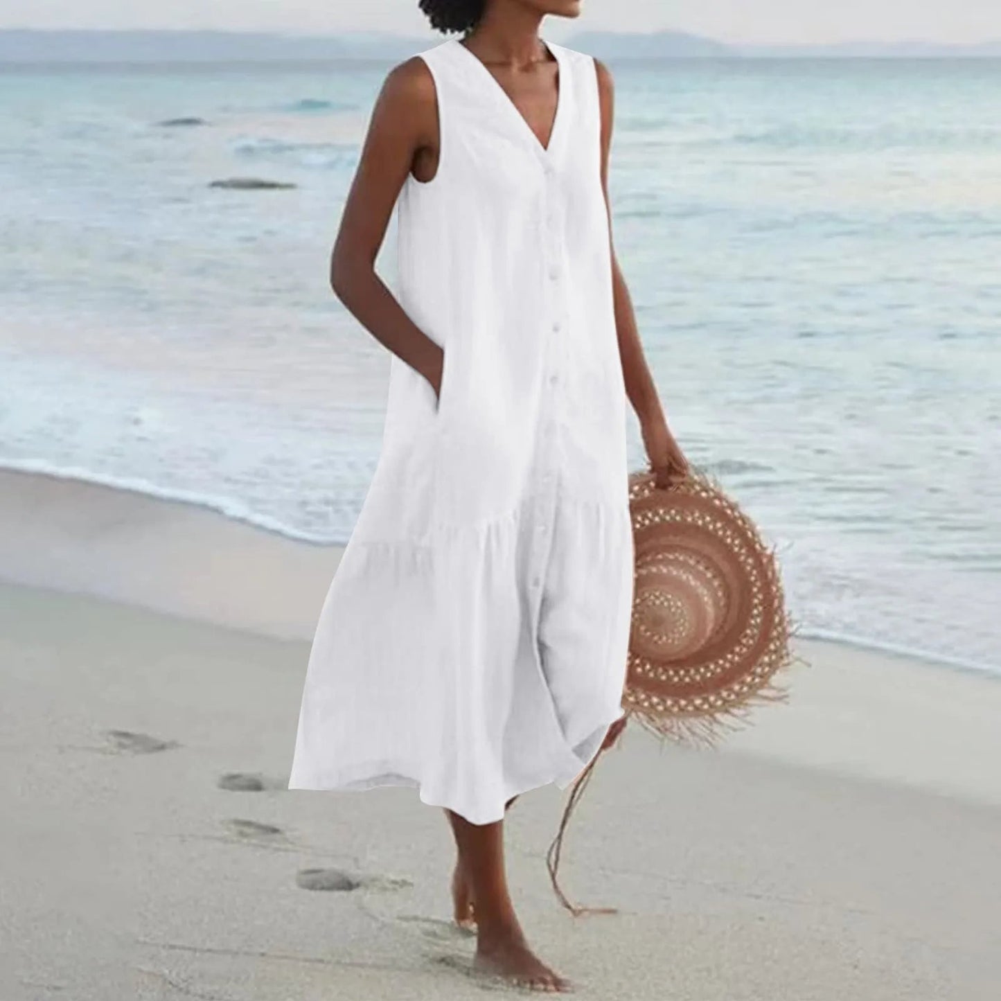 Image of Lilly | Women's Sleeveless A-Line Midi Dress