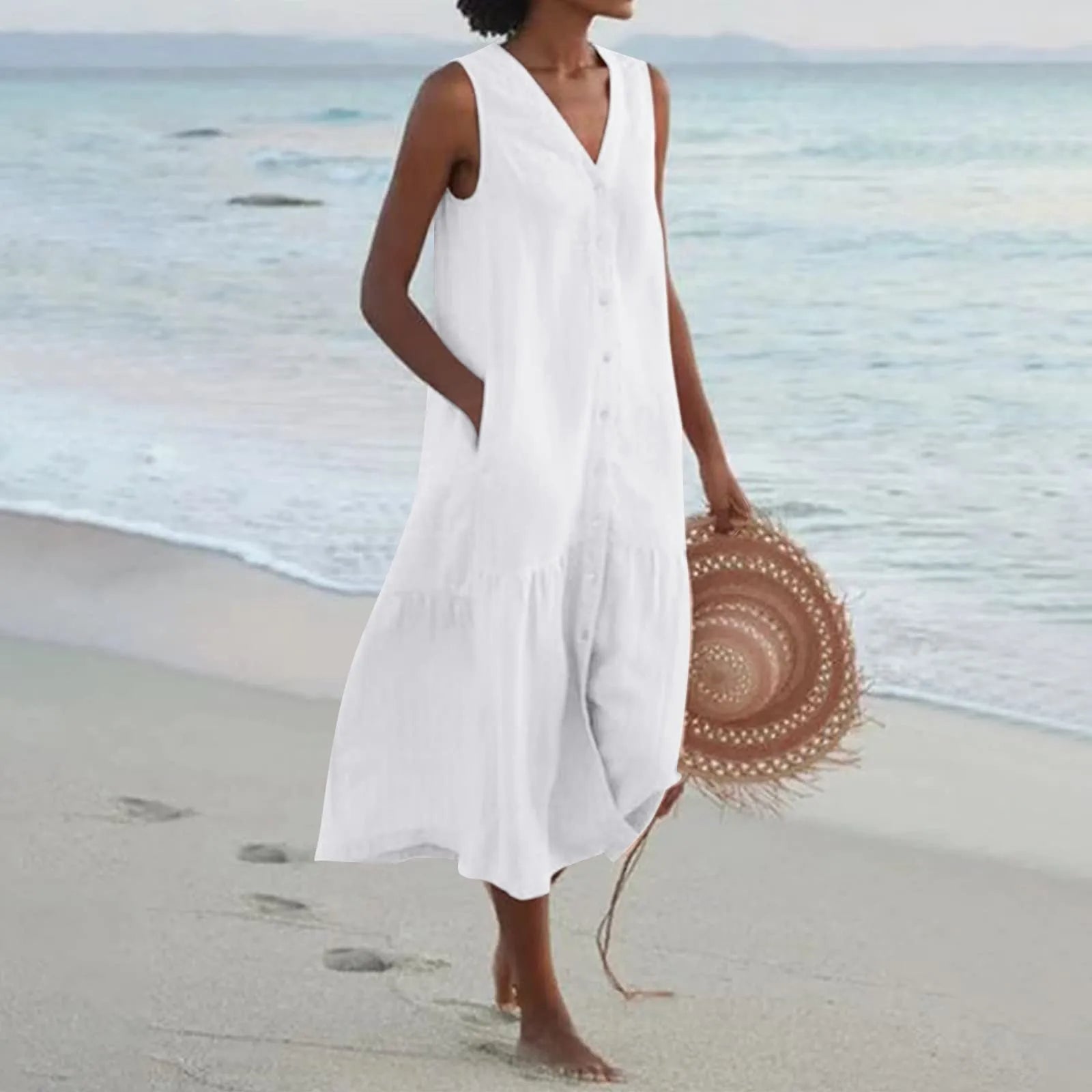 Image of Lilly | Women's Sleeveless A-Line Midi Dress