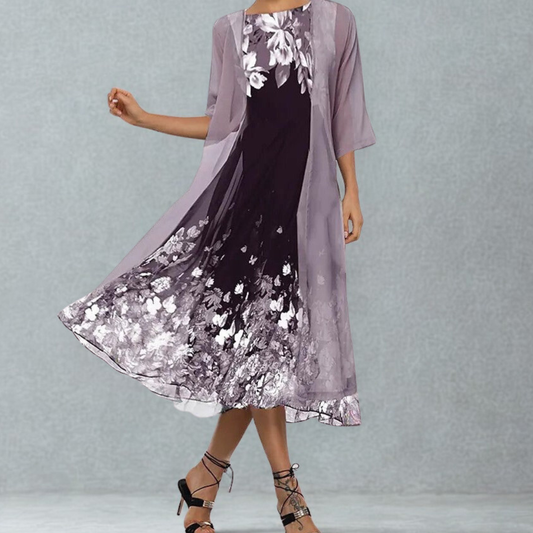 Image of Linda | Women's A-Line Midi Floral Dress