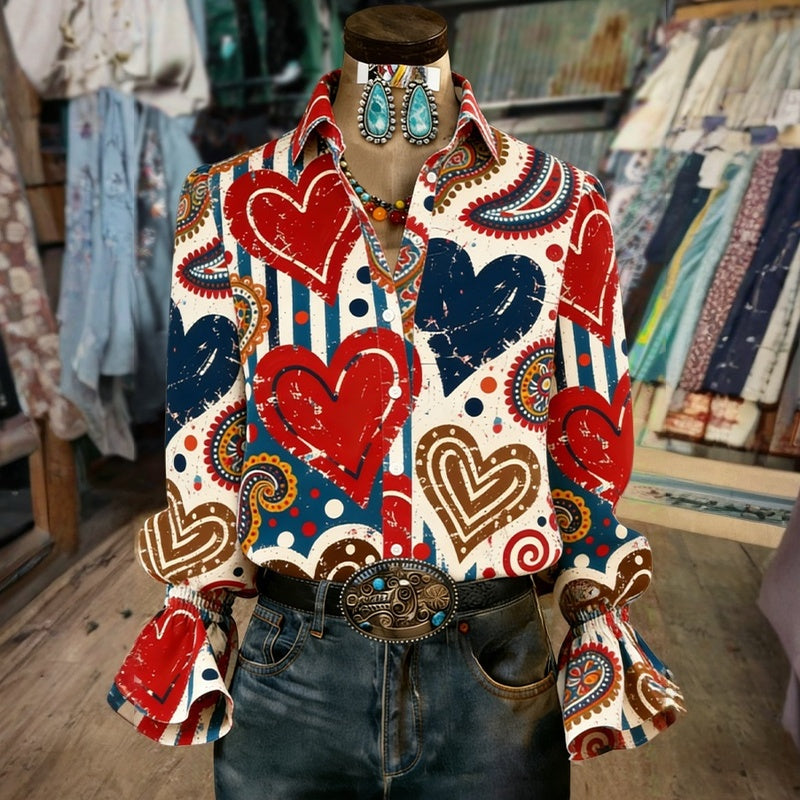 Image of Linda | Women's Long Sleeve Printed Blouse