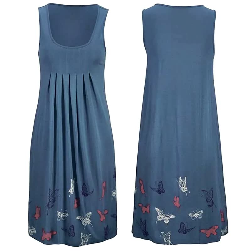 Image of Linda | Women's Sleeveless Printed Summer Knee Length Dress