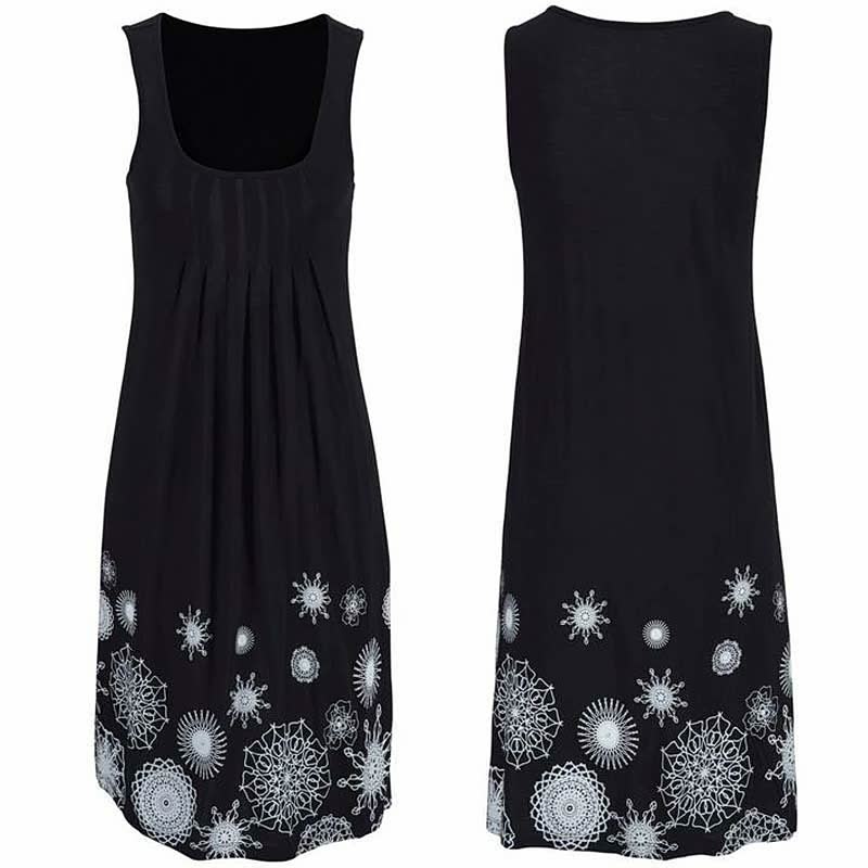 Image of Linda | Women's Sleeveless Printed Summer Knee Length Dress