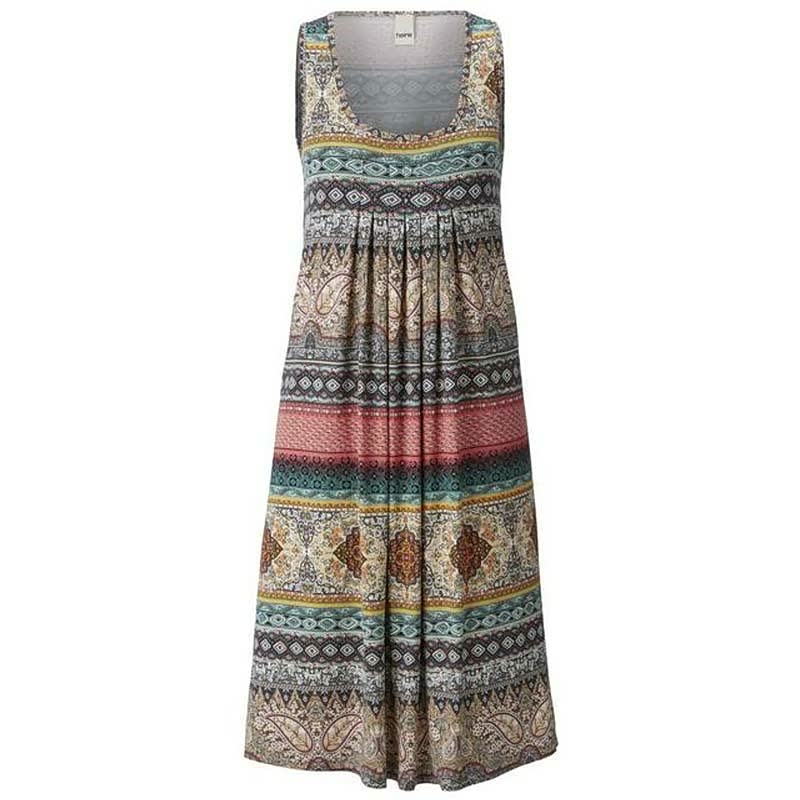 Image of Linda | Women's Sleeveless Printed Summer Knee Length Dress