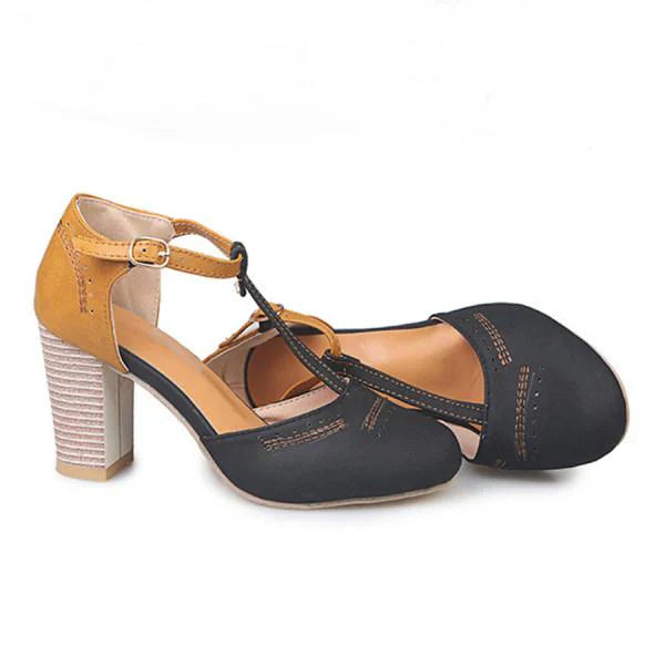 Image of Lisa | Women's T-Strap Block Heel Shoes