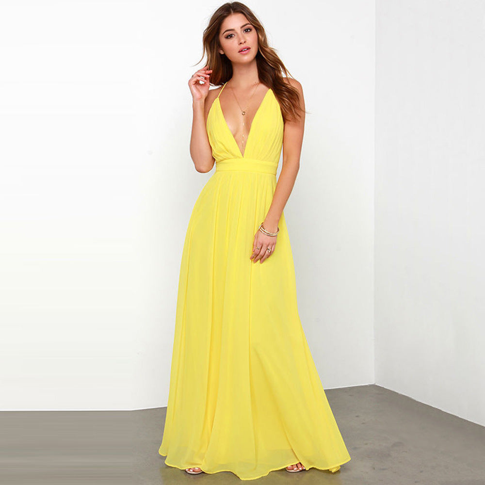 Image of Lisa | Women's V-Neck A-Line Maxi Dress