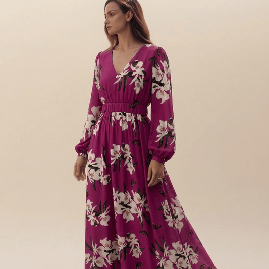 Long Sleeve Floral Maxi Dress for Women - Image 1