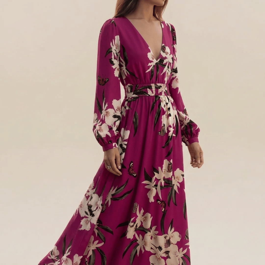 Long Sleeve Floral Maxi Dress for Women - Image 2
