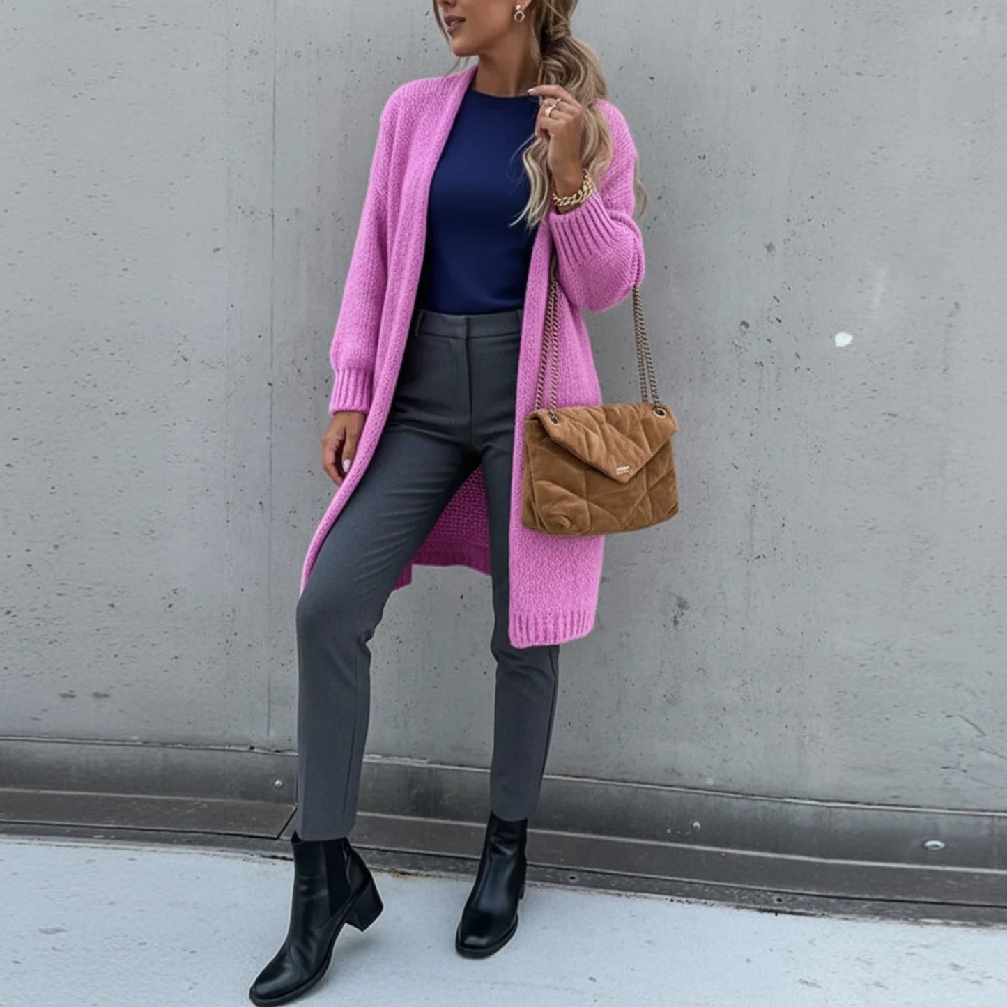 Long Knit Cardigan for Women AI replaced image