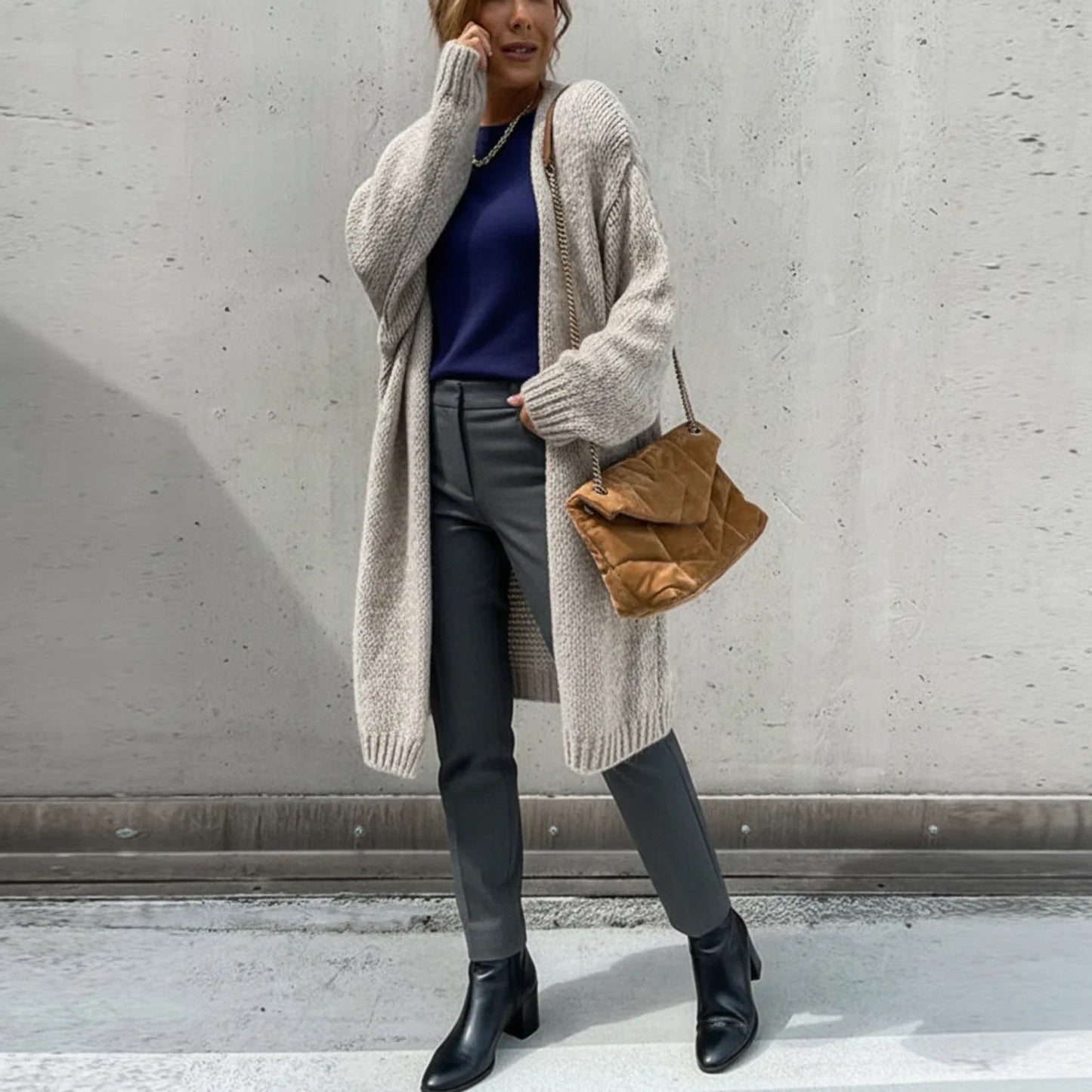 Long Knit Cardigan for Women AI replaced image