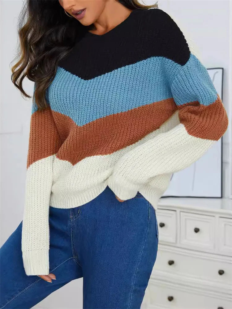 Image of Lori | Women's Color Block Crewneck Sweater