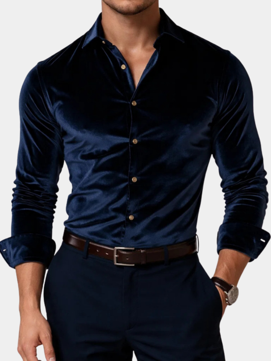 Image of Louis | Men's Long Sleeve Velvet Shirt