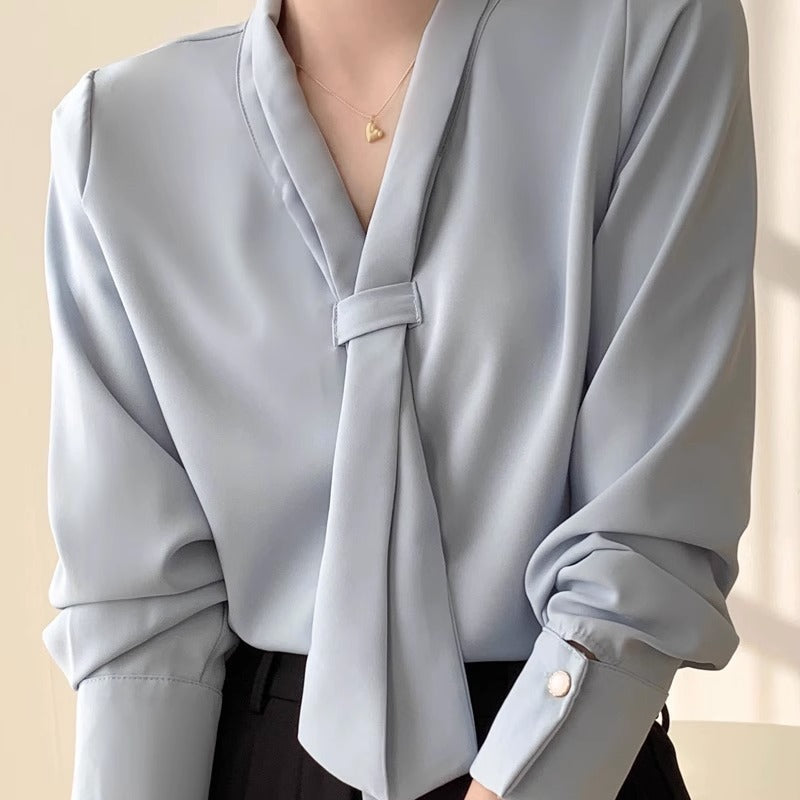 Image of Lucia | Women's Tie Neck Long Sleeve Blouse