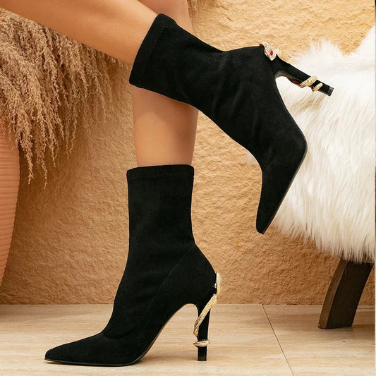 Image of Lucy | Women's Stiletto Sock Ankle Boots