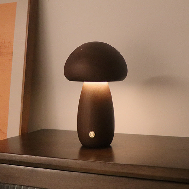 LUMONIGHT | Wooden Mushroom LED Night Light with Touch Switch | Atmospheric Lighting | Child-Friendly