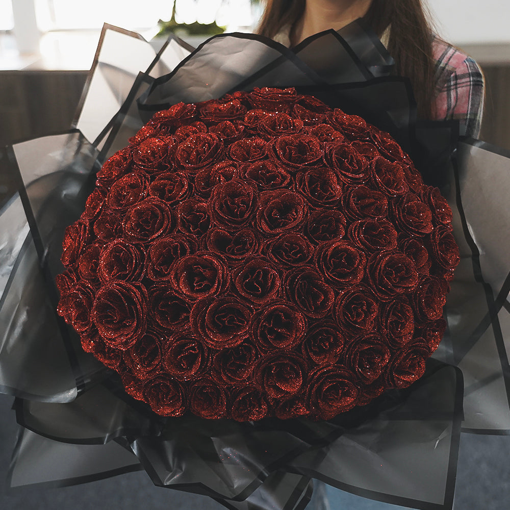 Luxe Glitter Rose Bouquet - Forever Blooming